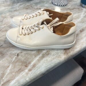 Sezane Cream Leather Sneakers